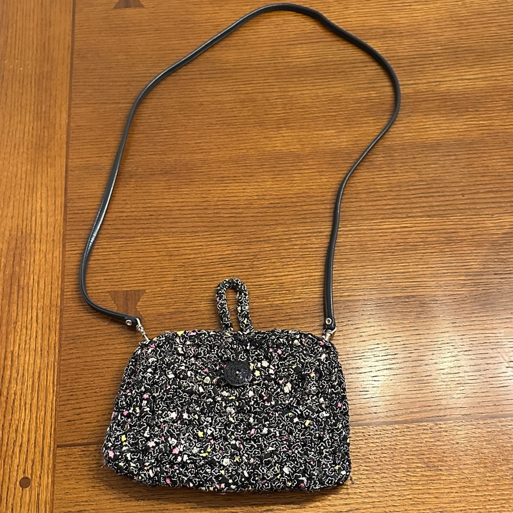 Hand Crafted Black and White Crossbody Bag